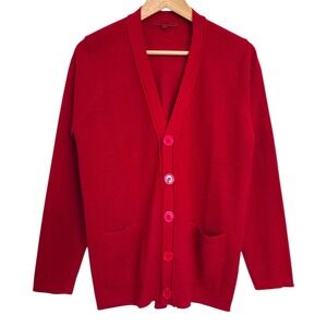 Pascal Morabito Red Acrylic V-Neck Cardigan Men's Small‎